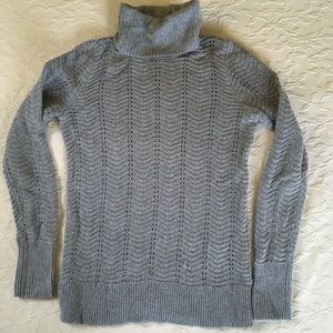 ANN TAYLOR LOFT Gray Turtleneck Knit Long Sweater